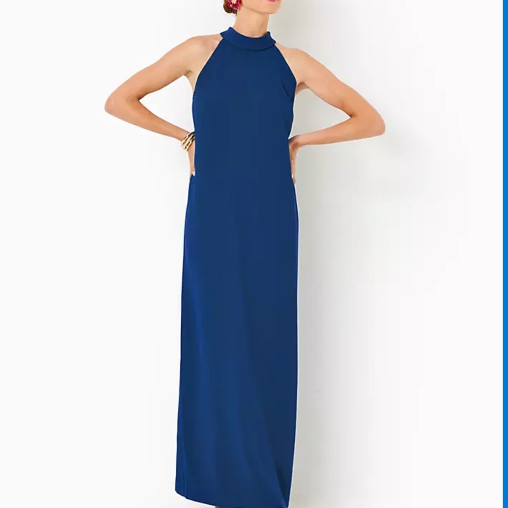 Lilly Pulitzer Alaric Blue Halter Maxi Dress